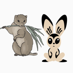 两只松鼠发呆吃东西