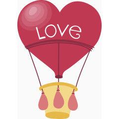 红色爱心热气球