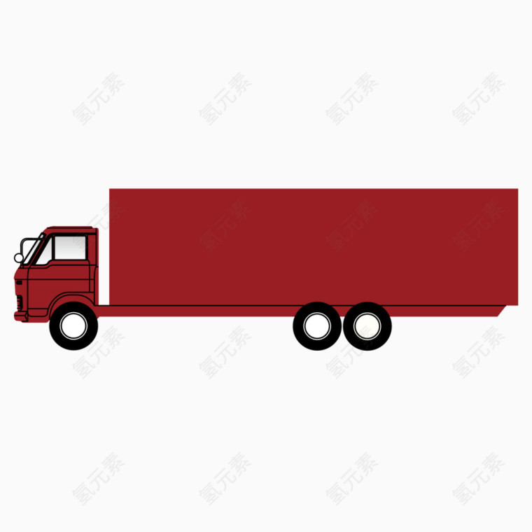 矢量扁平红色大货车