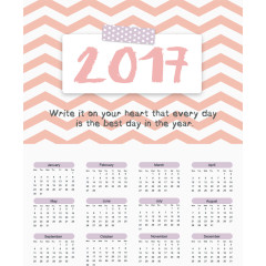 粉色波浪可爱新年日历