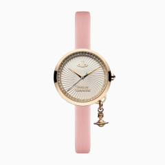 小巧玫瑰金土星吊坠石英女表