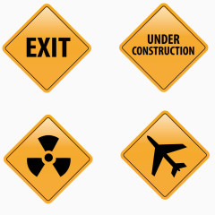 矢量黄色路障提示牌子