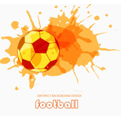 橙色水彩足球和墨迹