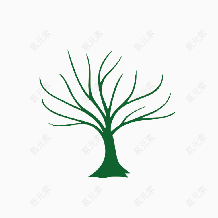 光秃秃的树绿色剪影装饰