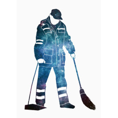扫地的制服男人