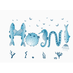 卡通海洋生物