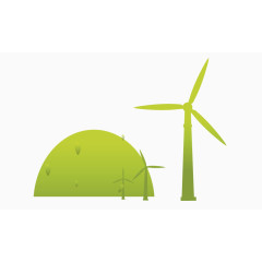 清新绿色小山头发电风车