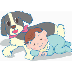 婴儿小狗插画