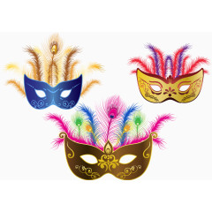 欧式彩色聚会面具矢量图