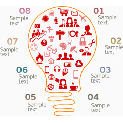 商务信息灯泡图表矢量素材