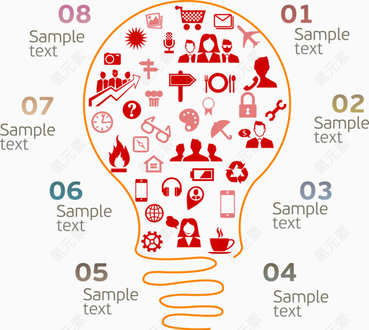 商务信息灯泡图表矢量素材