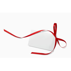 简约红色长绸带横版贺卡