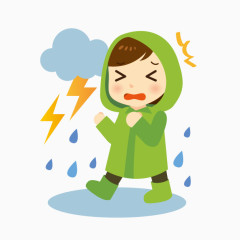 卡通雷雨天气