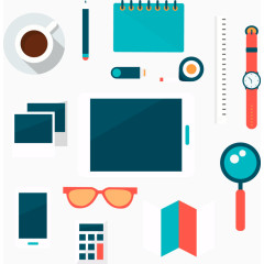 矢量手绘扁平办公图案