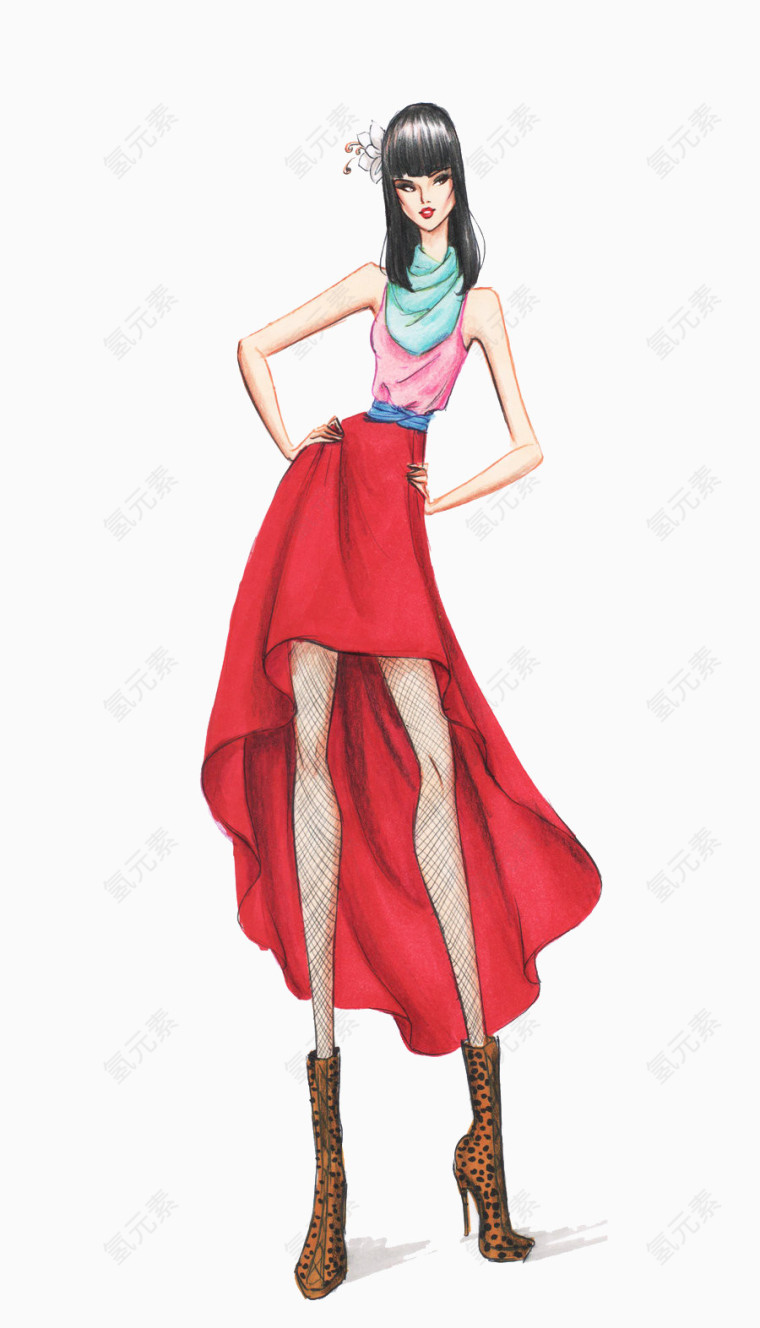 简约休闲女装设计插画