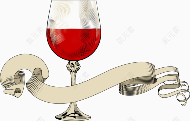 矢量红酒丝带