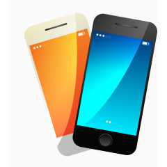 矢量手绘一个黑手机和一个白手机