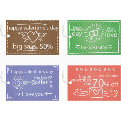 手绘情人节促销吊牌矢量图