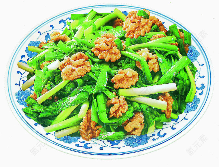 核桃仁拌韭菜