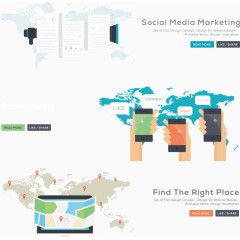 全球化互联网PPT扁平化素材