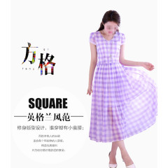 方格连衣裙
