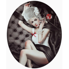 椭圆形美女油画