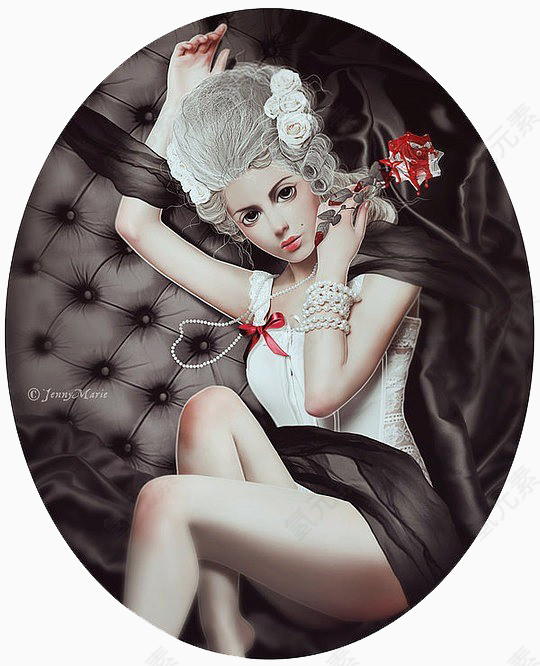 椭圆形美女油画