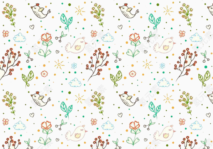 小鸟可爱风格浅色