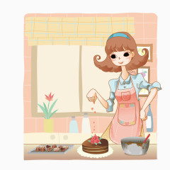 家中烹饪的女性