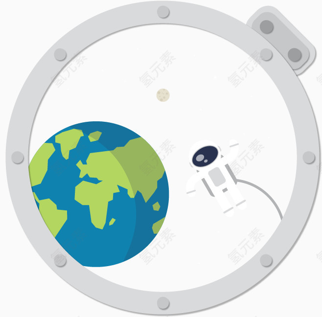 太空舱外的宇航员和地球矢量图