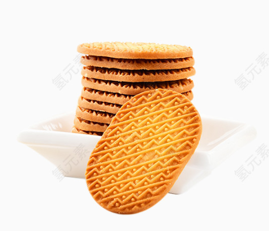 盘子中的牛奶饼干
