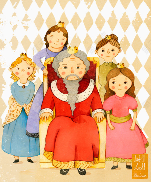 手绘国王和女儿们
