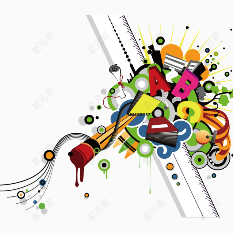 矢量学习用品创意图案