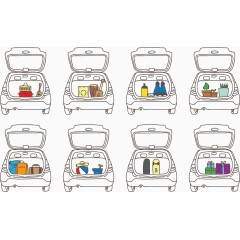 矢量手绘汽车后备箱素材