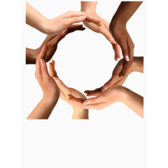 不同颜色的手围成一圈