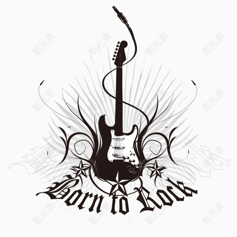 吉他印花图案