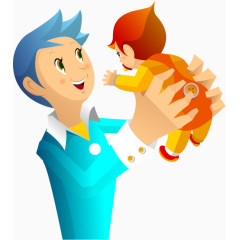 矢量爸爸抱小孩