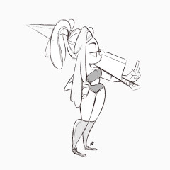 线稿手绘美女拿刀