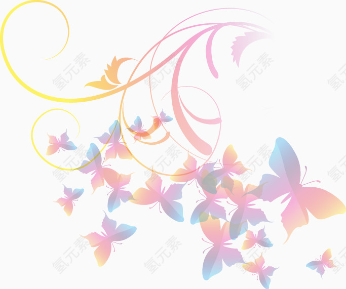 梦幻彩色蝴蝶图案