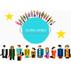 像素化人脉社交朋友圈矢量图