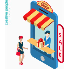 网上销售扁平矢量创意