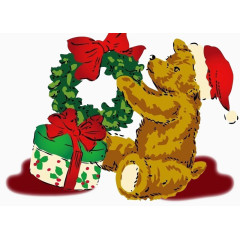 圣诞礼物熊免扣图片