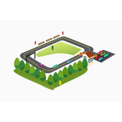 矢量卡通停车场素材