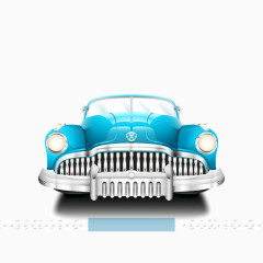 车 复古车 蓝色车 老爷车  矢量图
