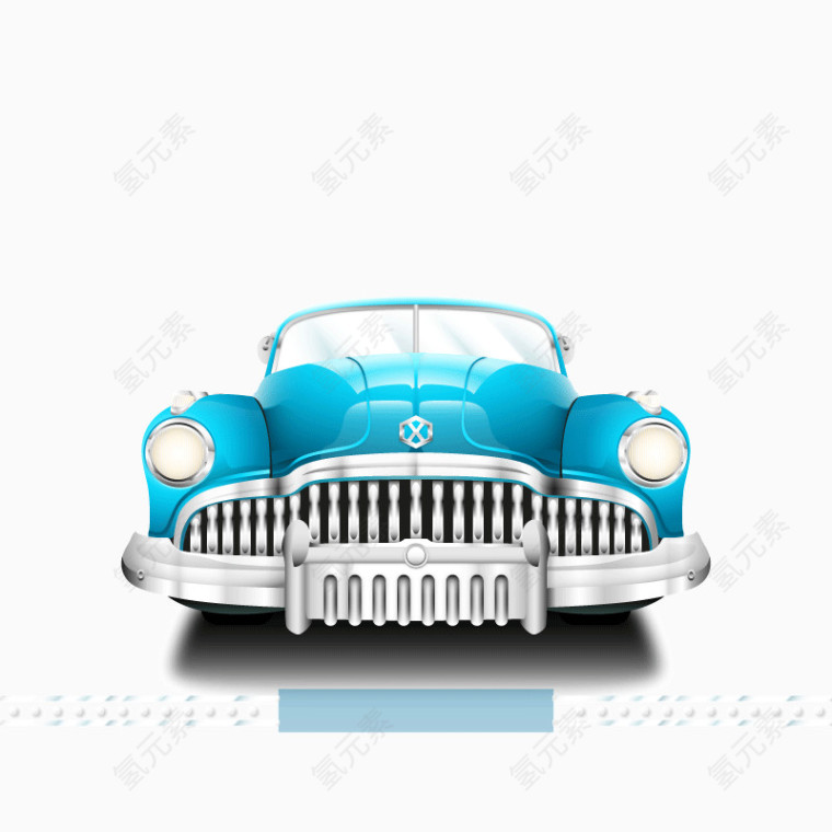 车 复古车 蓝色车 老爷车  矢量图