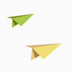 绿色黄色纸飞机免抠素材