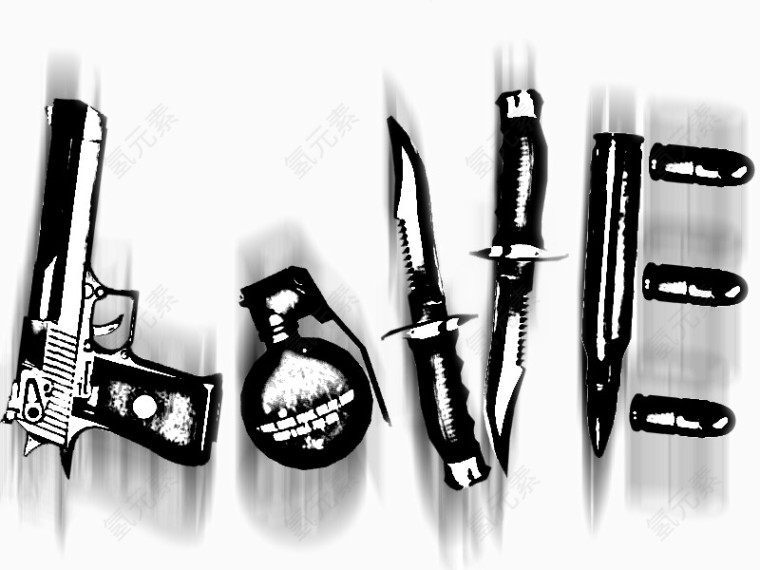 用武器矢量图拼成的字母