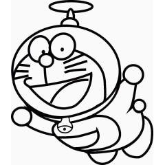 矢量线稿哆啦A梦素材