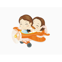 卡通小孩飞机教育类矢量素材