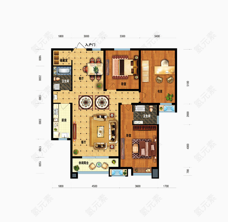 房屋户型彩色平面图